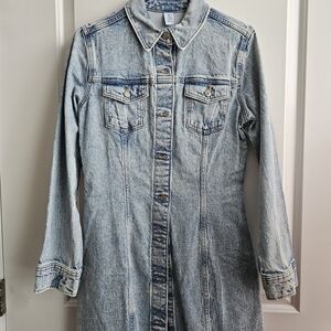 Denim Long Sleeve Button-Up Dress